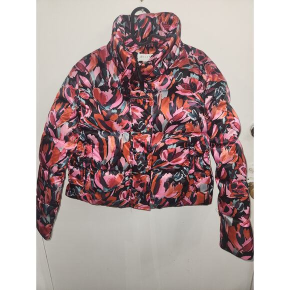 Milly Hayes cropped puffer floral jacket S multicolor - Picture 2 of 4